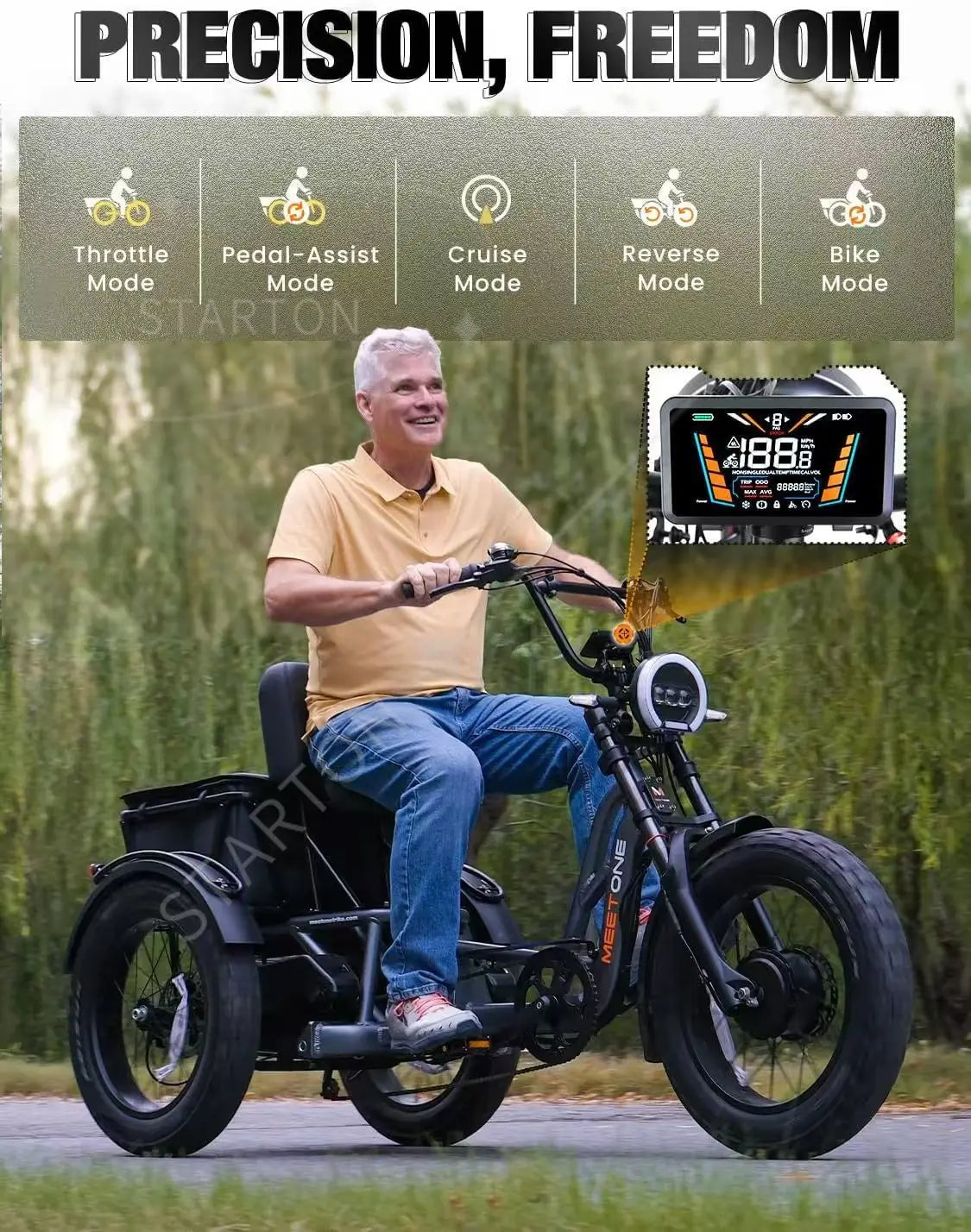 High Power Long Range Dual Motor Dual Battery 3 Wheel E Cargo Trike Adults Sand and Snow Fat Tire Electric Delivery Tricycle