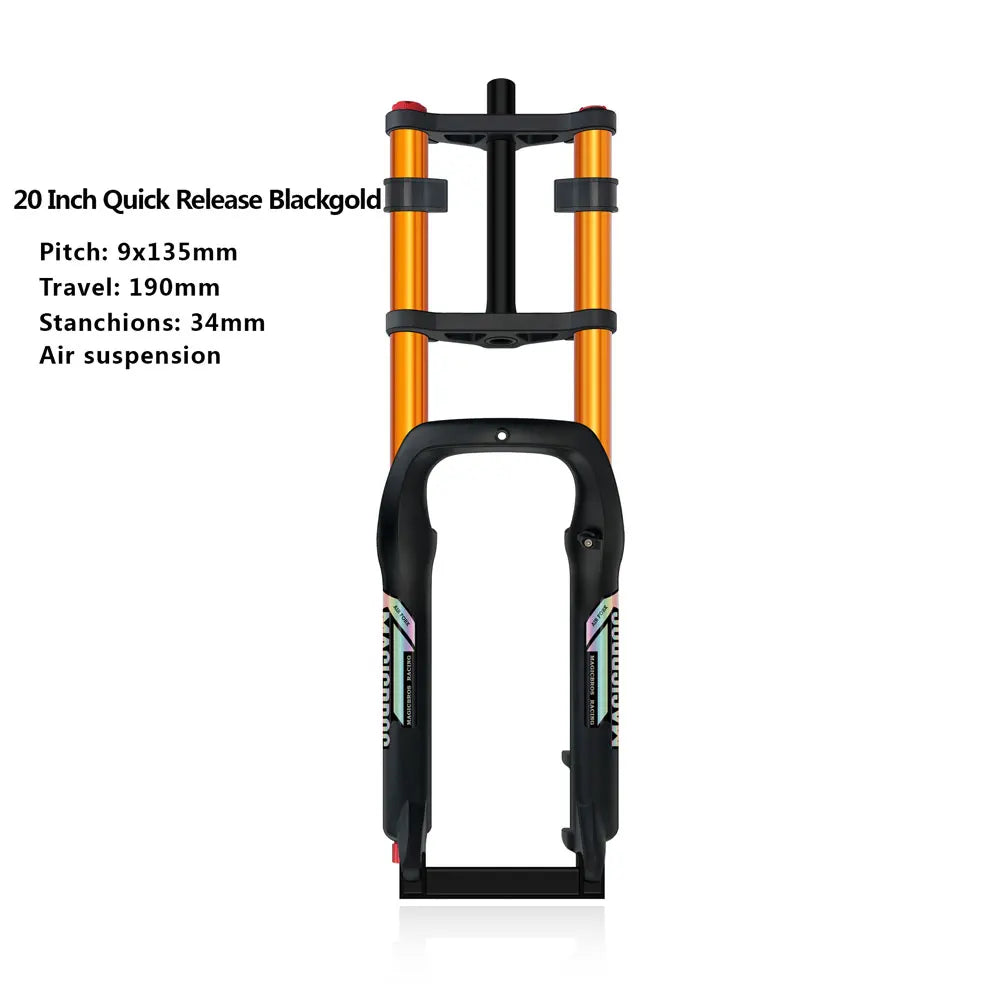 20x4.0 26*4.0 Dual Crown Motor Fork QR 9*135mm 15*135mm Beach Snow Bike Electric Fat Tire Bike Motorcycle Double Crown Air Fork