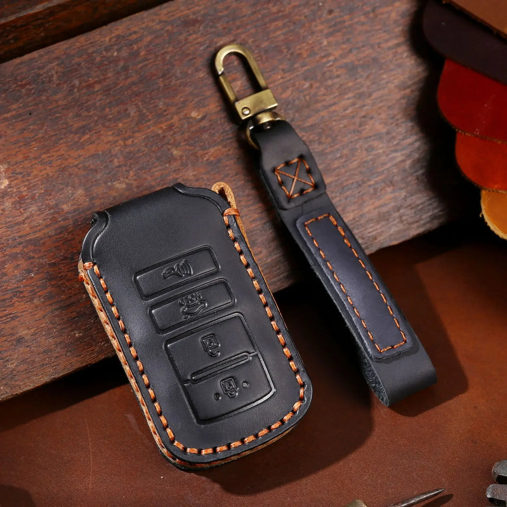 Luxury Leather Car Key Case Cover Fob Protect for Kia 4 Button Sorento K900 K7 Cadenza Accessories Keychain Holder Shell Bag