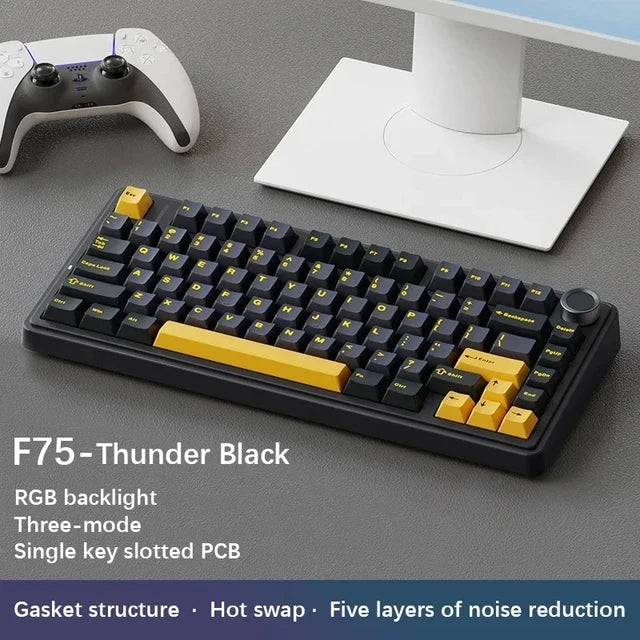 AULA F75 Gaming Mechanical Keyboard RGB Customized 75% Layout Side-engraving Gasket Mounted 80keys PBT Gradient Keycaps keyboard