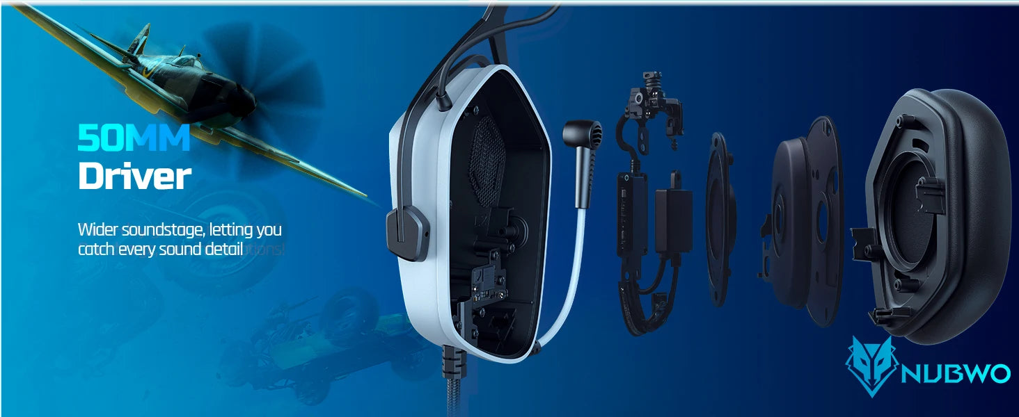 NUBWO HG03 USB-A Gaming Headset with 7.1 Surround and FPS Sound Wired Headphones with Noise Canceling Mic Comfortable Design