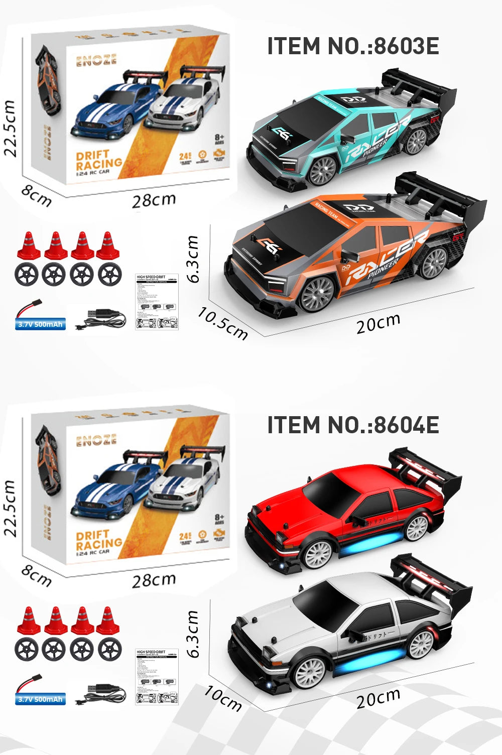 4WD Remote Control Car RC Drift 1:24 20KM/H High Speed Vehicle with LED Lights Racing Sport Toy for Adults Boys Girls Kids Gifts