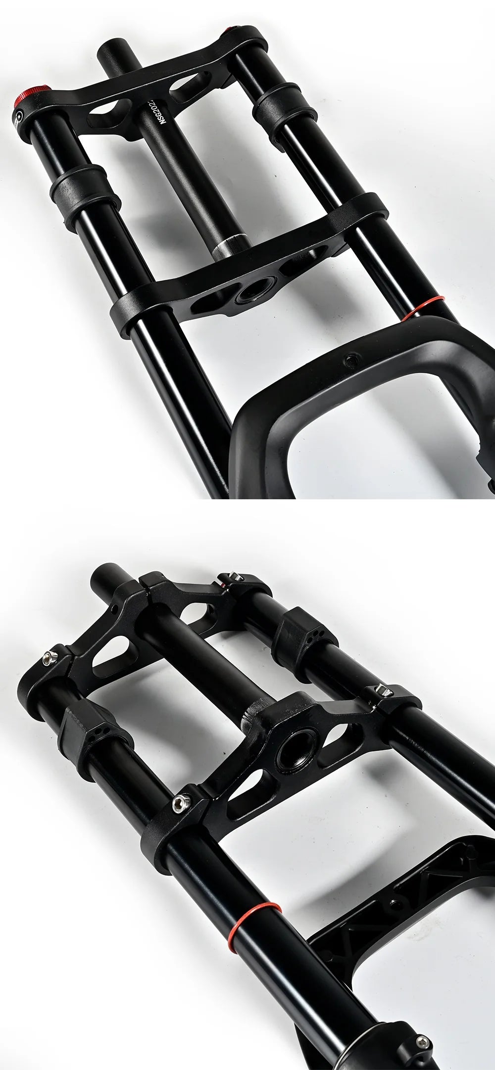Nanlio Double Shoulder Snow Fork 20/26x4.0 Inch Fat Tire Air Suspension34mm Tube 135mm Hub Width for E-Bike MTB Electric Bicycle