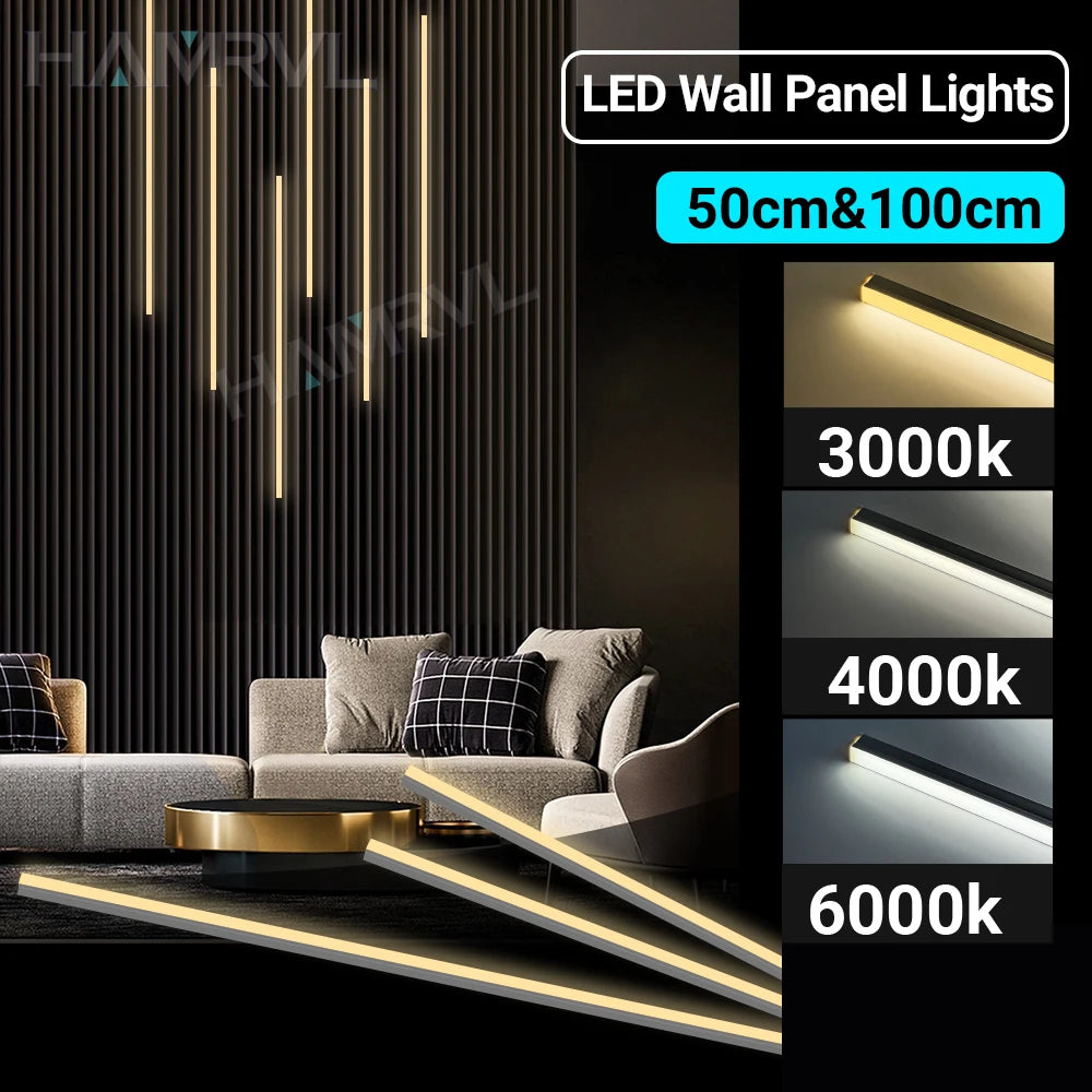 Touch Sensor LED for Wood Slat Wall Panels Decor No-drill Black/Silver Aluminum Bar Light Shelf Kitchen Wardrobe Closet Lighting