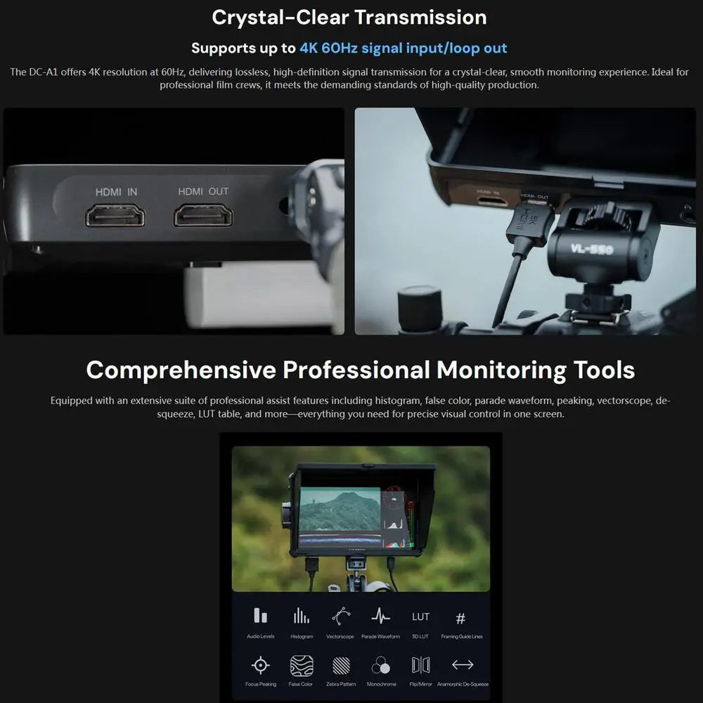 VILTROX DC-A1 2800nit Video Field Monitor, 7 Inch Touchscreen 60Hz 4K Camera External Monitor with Cooling Fans, 170° Wide Angle