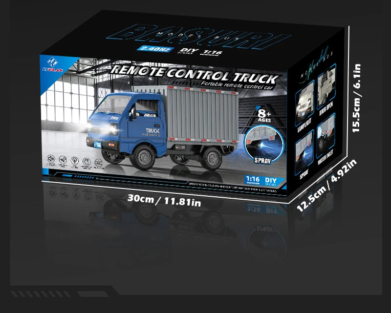 1:16 RC Car Drift Truck With LED Lights Spray Function Remote Control Off-Road Climbing Toys For Kids Boys Outdoor Play Gifts
