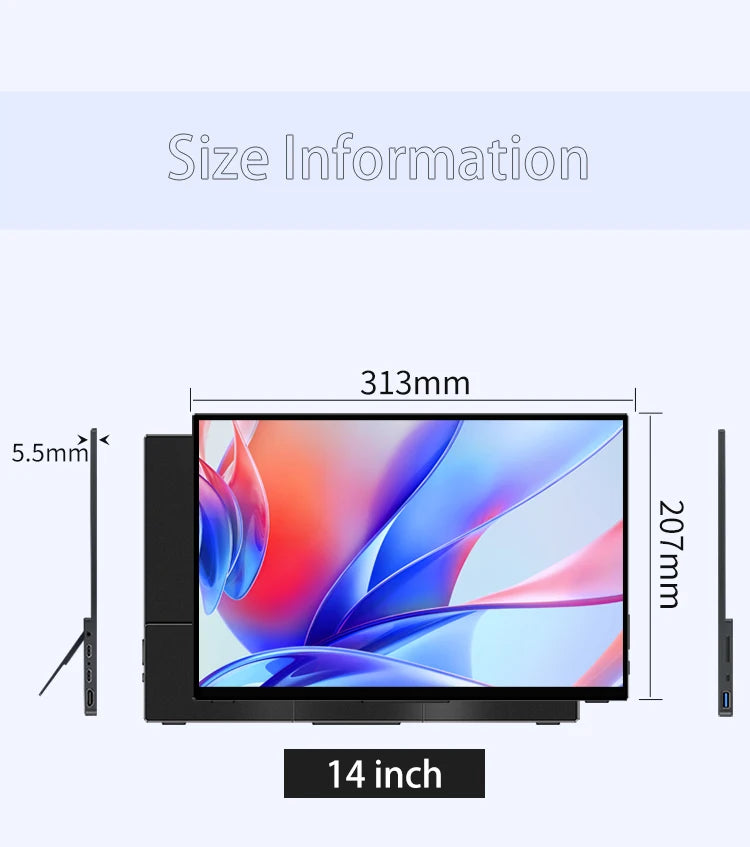 14'' 4K OLED Portable Monitor 16:10 3840*2400p 500Nits USB-C HDMI-Compatible External Gaming Monitor for PS5 Switch Laptop MacOS