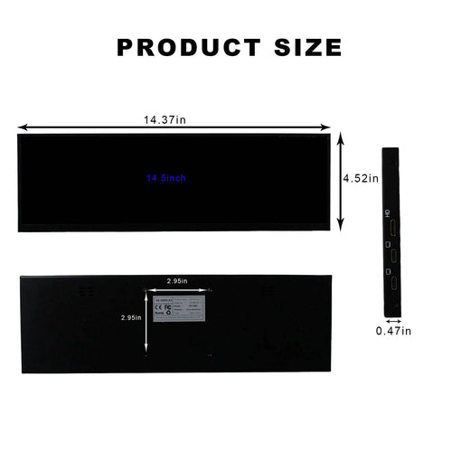 14.5inch 2560x720 2K IPS Touch LCD Monitor ,Type C HD-MI Video Input With Metal Shell
