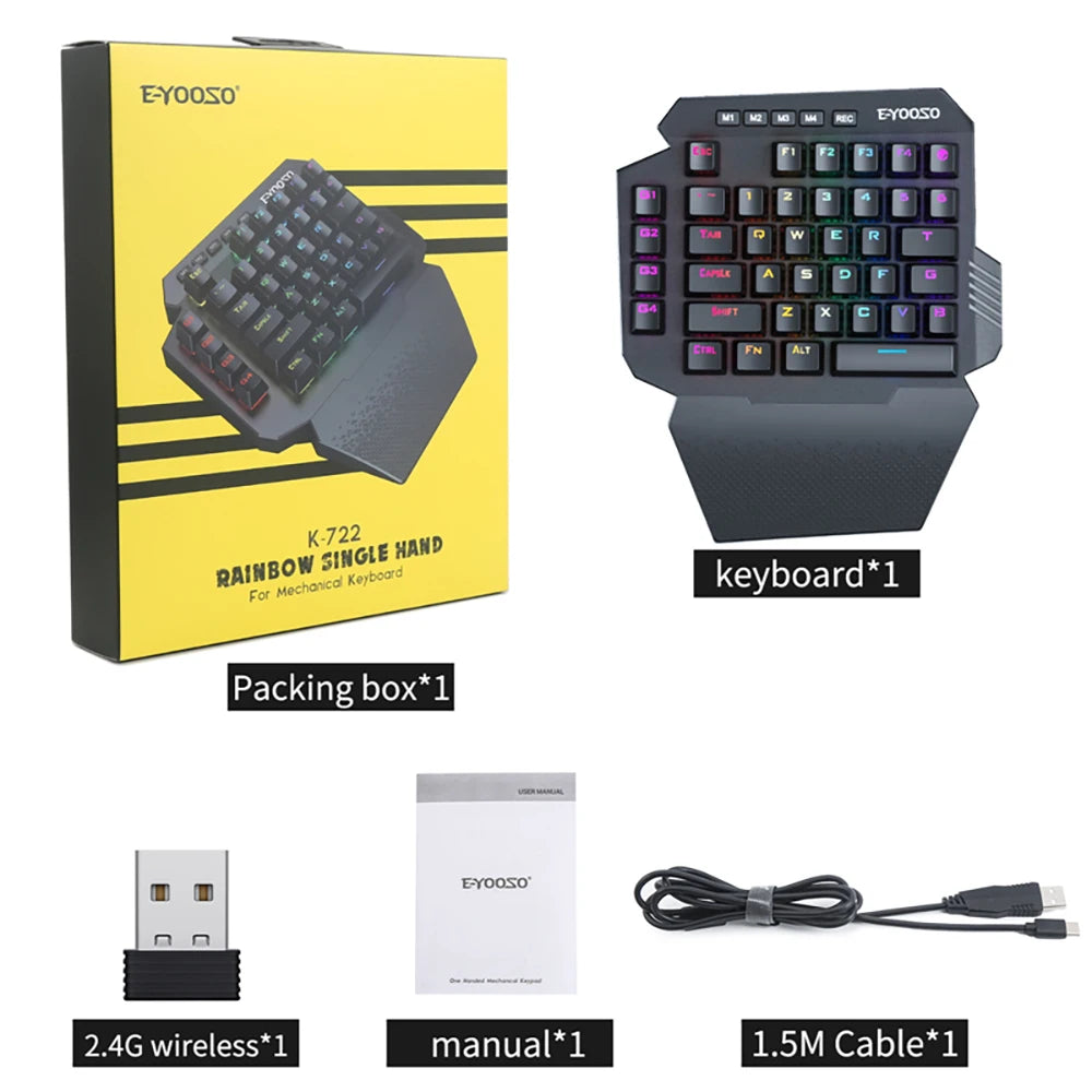 Mini One-Handed Gaming Mechanical Keyboard RGB Backlit 39 Keys 2.4G Wireless Keyboard Wrist Game Keypad for PS4,Laptop,PC Gamer