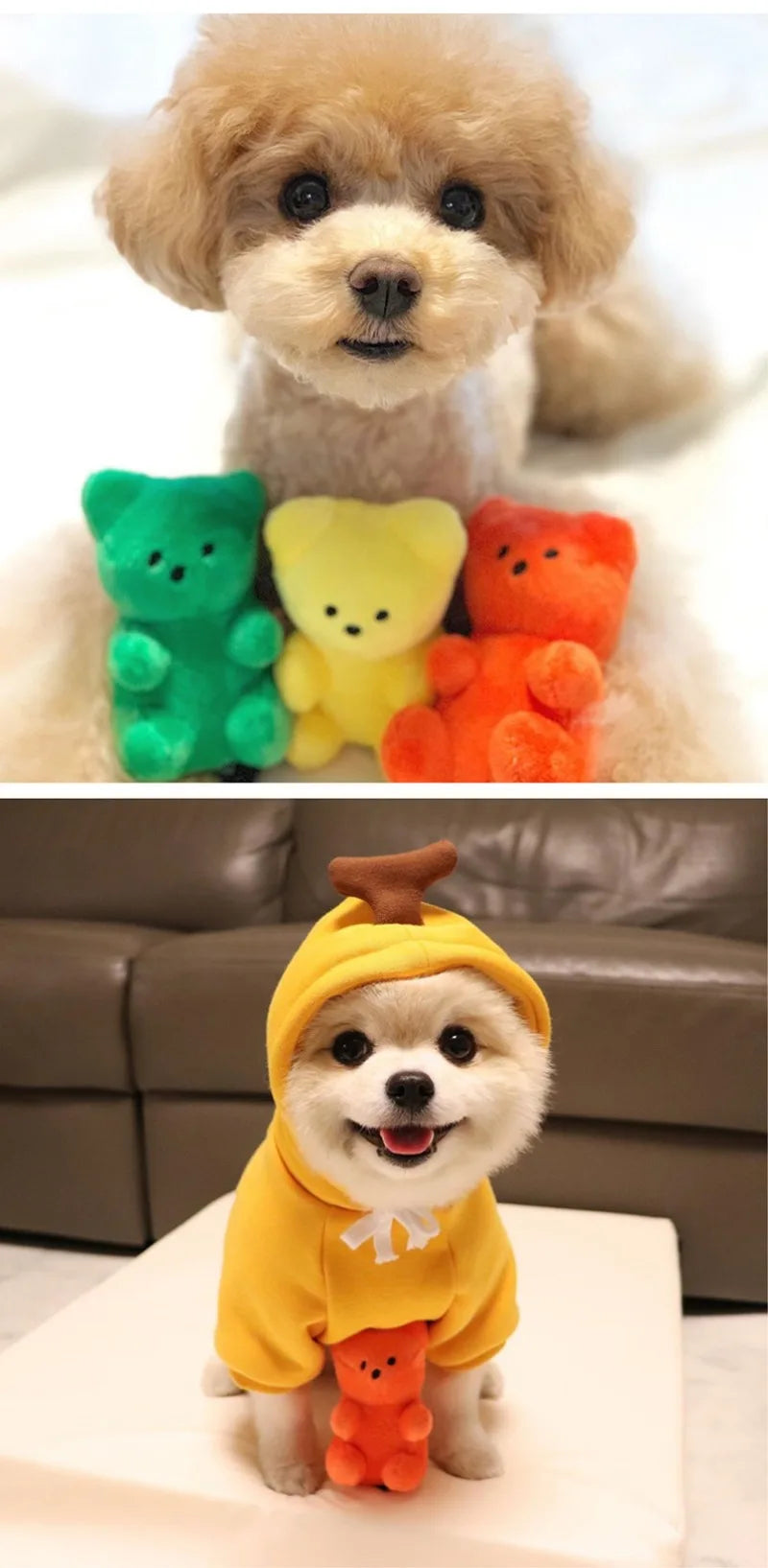 Cute Small Dog Squeaky Toys for Small Dogs Puppy Bear Shaped Squeak Toy for Cat Dogs Pet Supplies Pomeranian Teddy Shih Tzu Pug