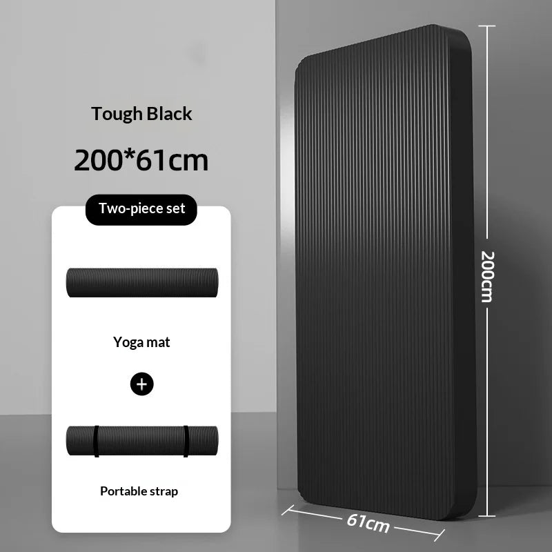 10MM Non Slip Extra Thick Yoga Mat High Density Fitness Exercise Mat Home Workout Pilates Beginner Men Women Eco Friendly Black