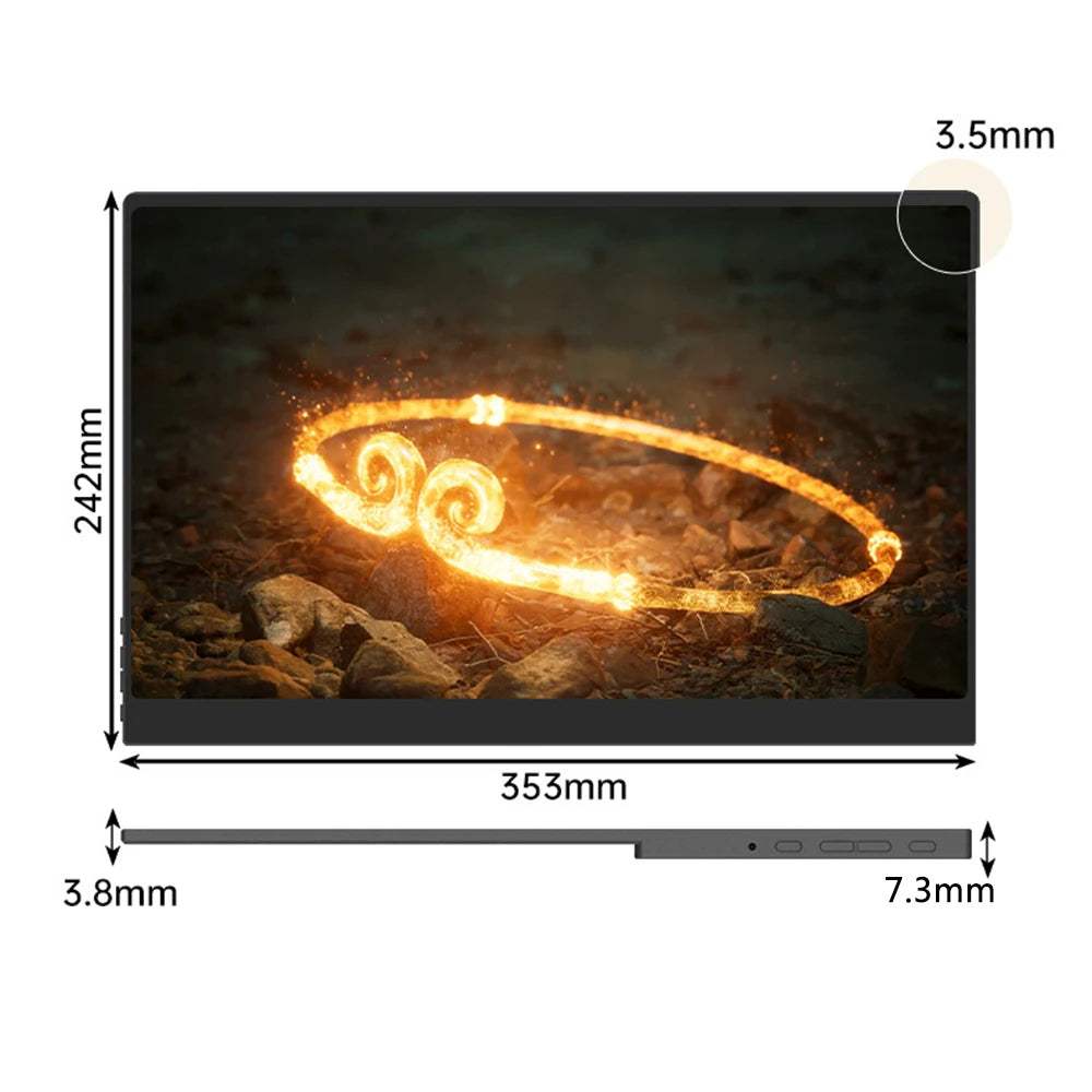3K 16inch Portable Monitor 2880*1800 450d/m2 100%DCI-P3 For Laptop Second Screen HDMI-Compatible Games Expand Display