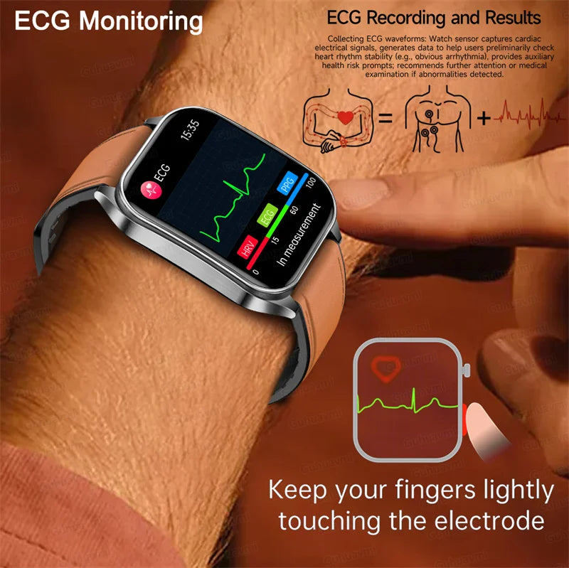Smart Watch 650nm Dual probe laser health conditioning Blood oxygen Pressure Uric Acid Blood lipid ECG Smartwatch for Man Women