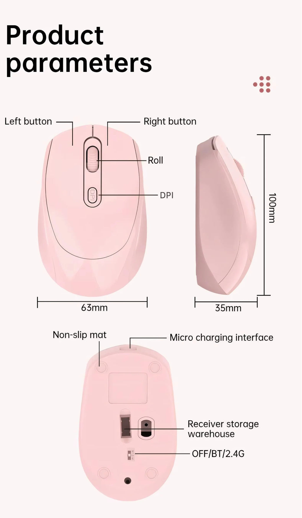 Wireless Silent Mouse Suitable For Business Office Esports Games Bluetooth 5.2 2.4G Dual Mode Mice Ergonomics Rechargeable Mouse
