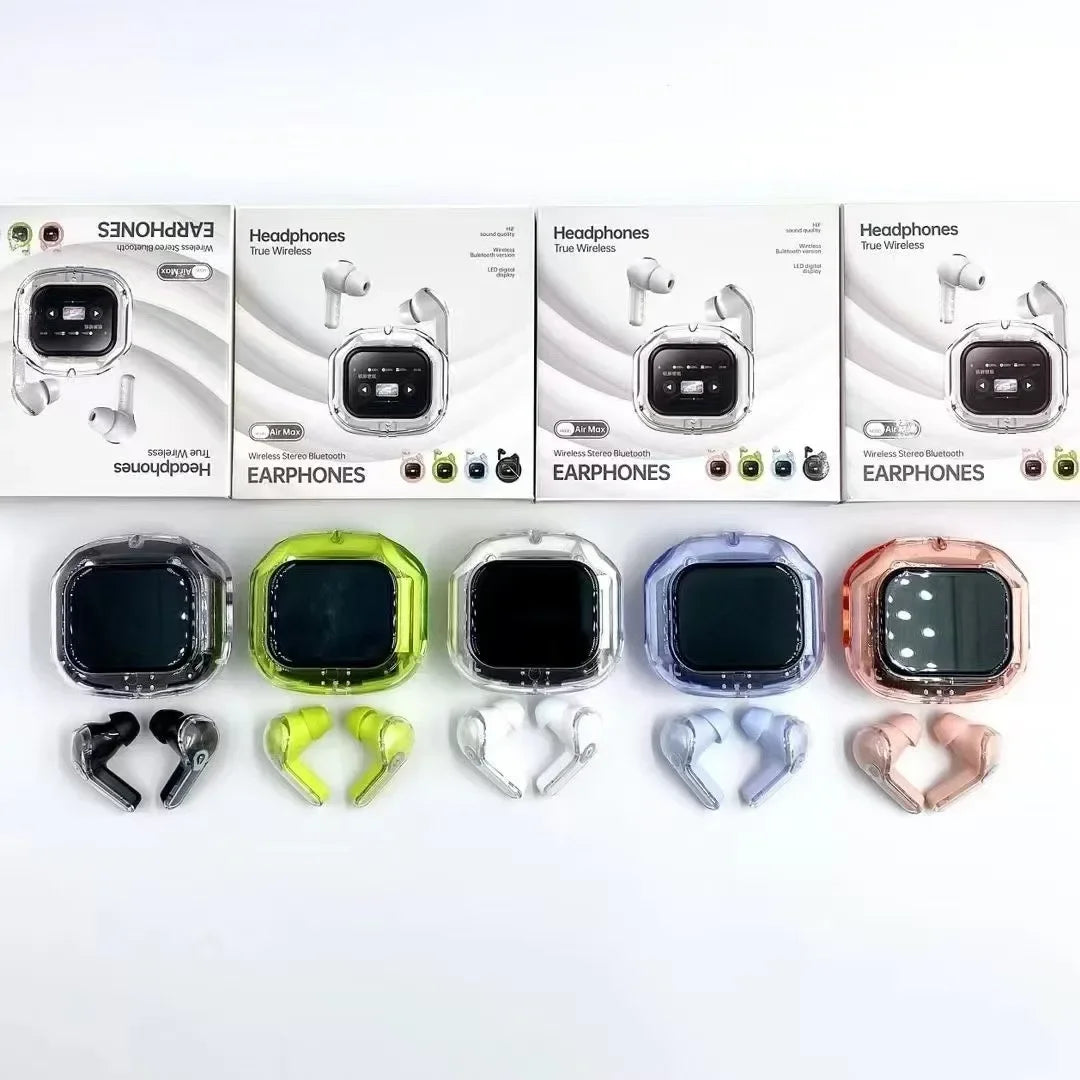 True Wireless Bluetooth Earbuds 5.4 Earphones ANC Noise Reduction Stereo Bass HD Mic Gamer Headset with LED Touch Screen Control