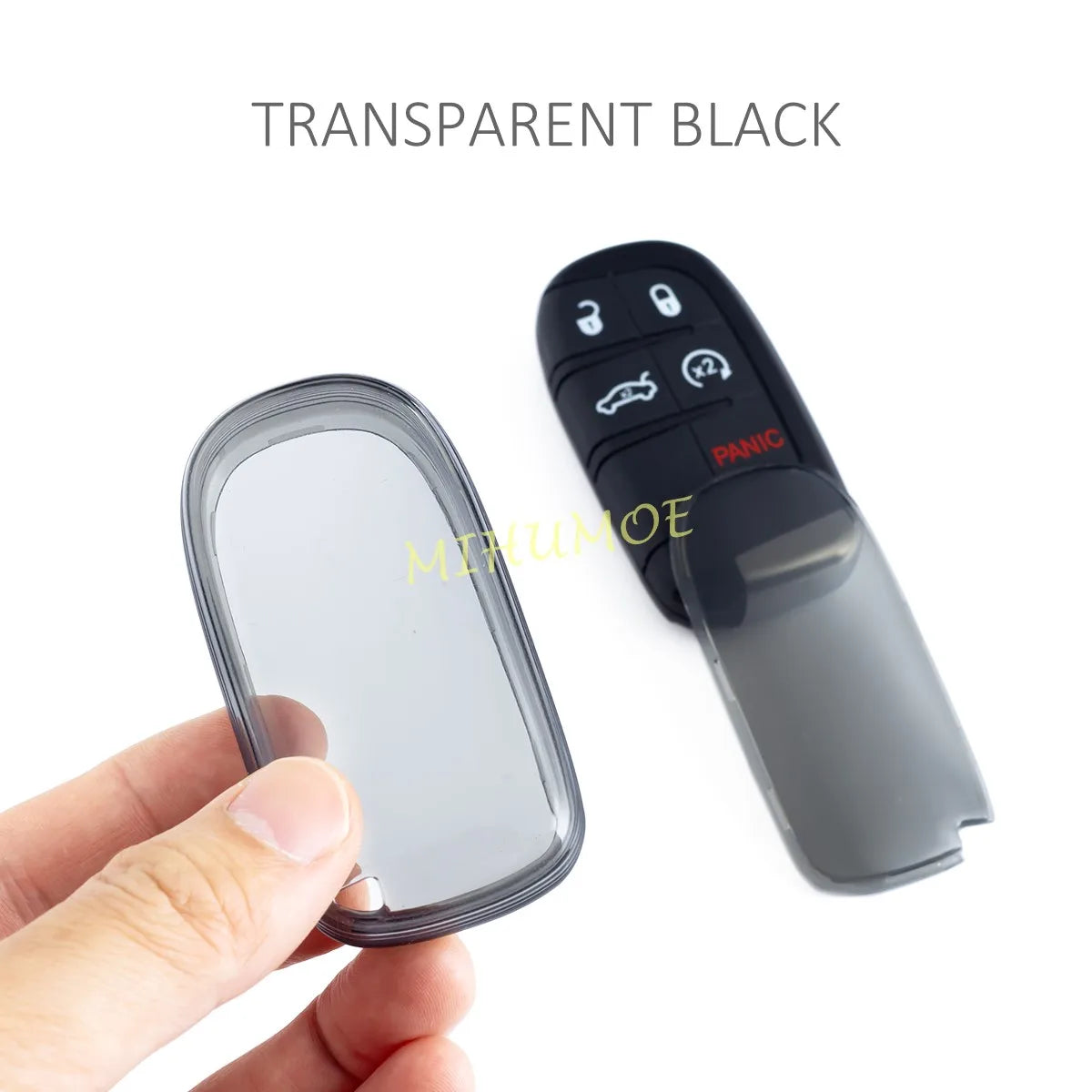 For Jeep Grand Cherokee Renegade Compass Dodge Charger Challenger Dart Chrysler Fiat 500X Black Transparent Key Fob Case Cover