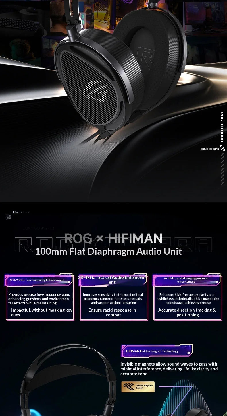 Asus ROG Kithara HIFIMAN Limited Edition Headphones Open Back Over Ear Planar Magnetic Wired Headphones 100mm Diaphragm Unit