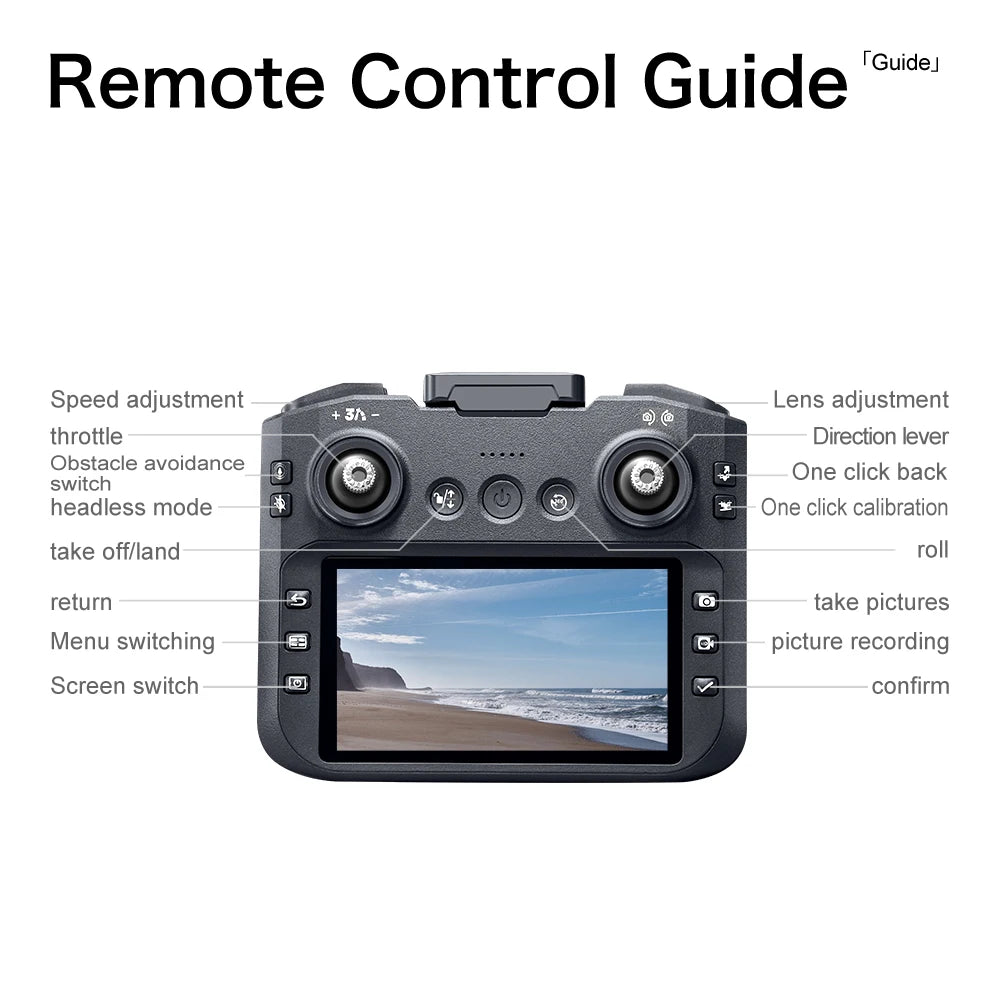 NEW GT8 Drone Obstacle Avoidance Belt 4.3-inch Screen Brushless 2.4G Optical Flow 8K HD Dual Camera Foldable Quadcopter Aircraft
