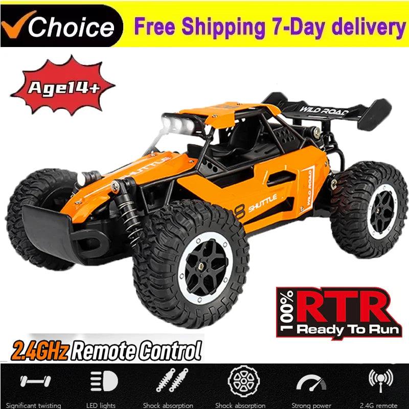1:16 Scale Remote Control Monster Truck High Speeds 20KMH Off-Road RC Car with LED Lights for Adults Kids Durable Gift Ready for