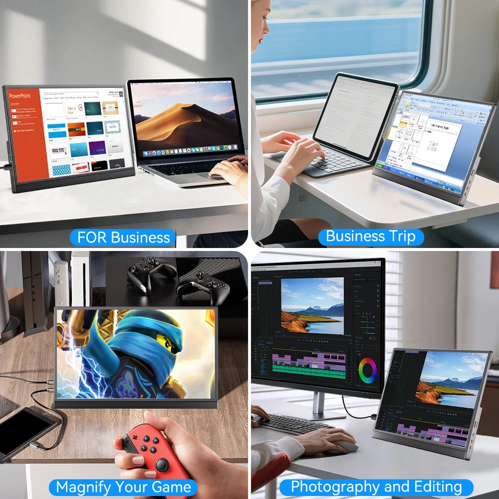 Touchscreen Portable Monitor 16/15.6/14/11.6 inch Gaming Laptop Extension Display Travel Monitor for Raspberry Pi/Laptop/PS3/PS4