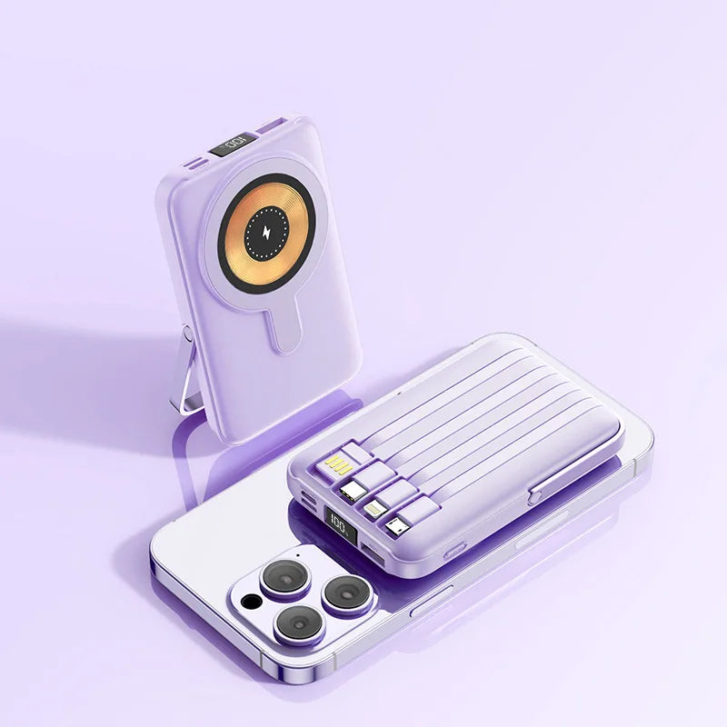 New 20000mAh Magnetic Wireless Power Bank with Phone Holder Portable Charger Fast Charging Battery for IPhone Magsafe PowerBank