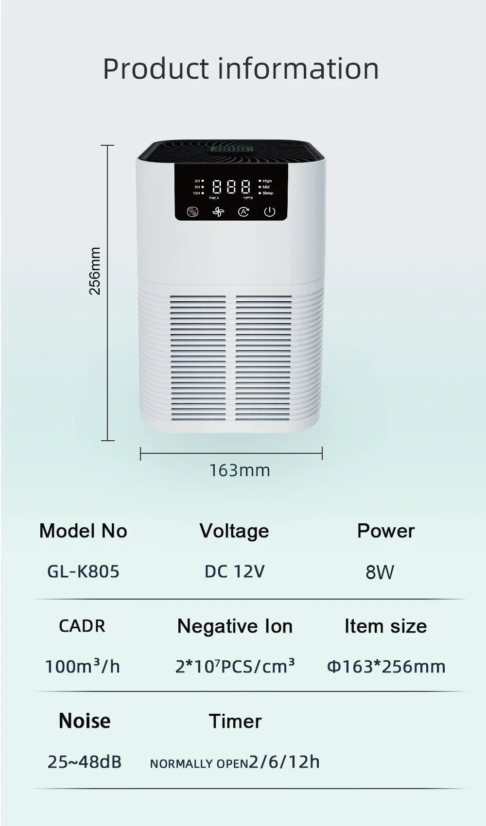 Air Cleaner for Home Household with HEPA Filter Portable Small Air Purifier 110v 220v
