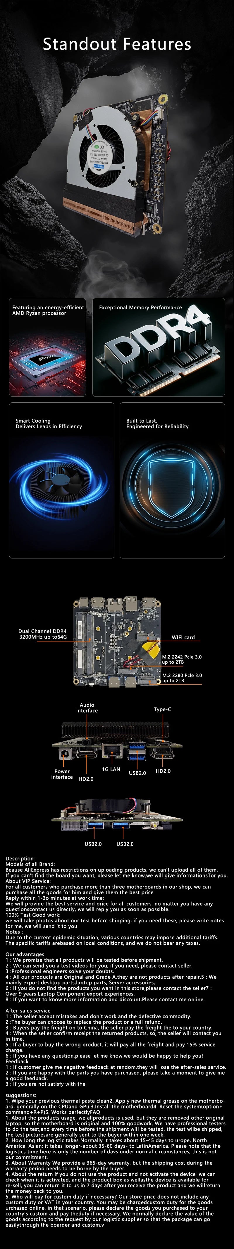 Genmachine AMD Ryzen 7 4800U CPU+Motherboard Kit Ryzen Motherboard placa mae For Laptop MINI PC Motherboards With Radiator Fan