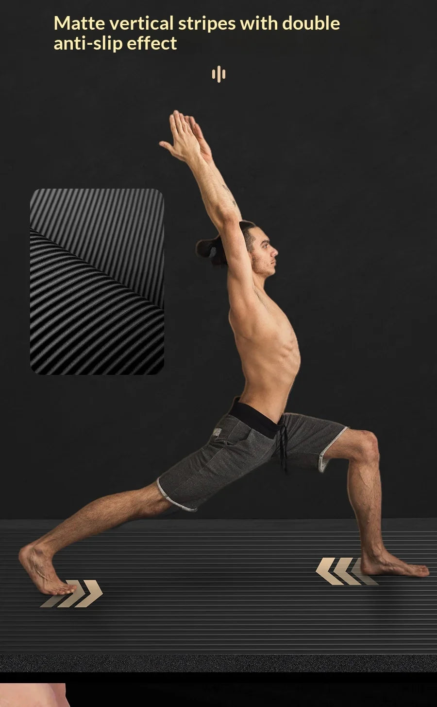 10MM Non Slip Extra Thick Yoga Mat High Density Fitness Exercise Mat Home Workout Pilates Beginner Men Women Eco Friendly Black