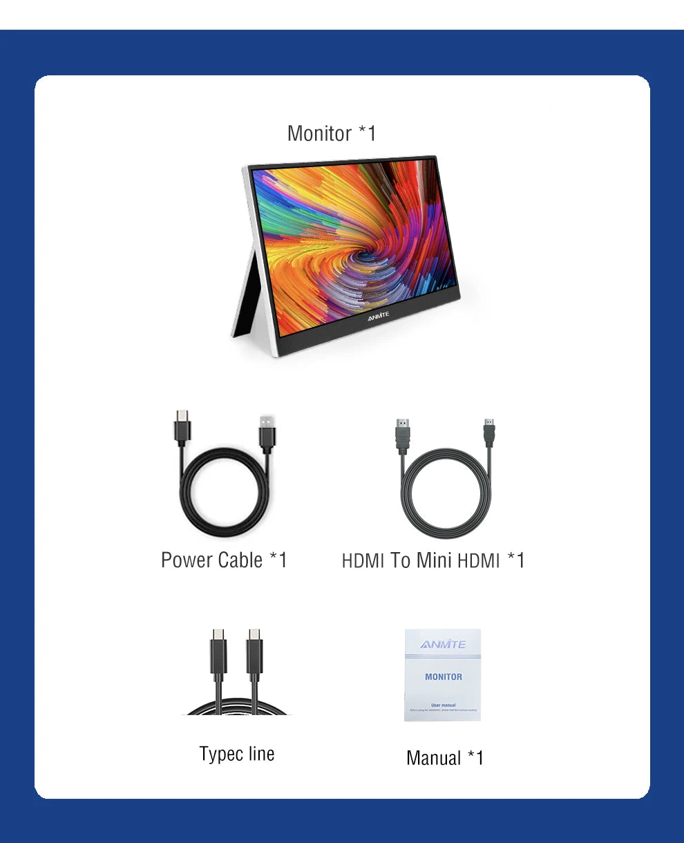 16 inch Touch Screen Portable Monitor 16:10 IPS Extended Display for Laptop with Bracket For xbox raspberry Pi