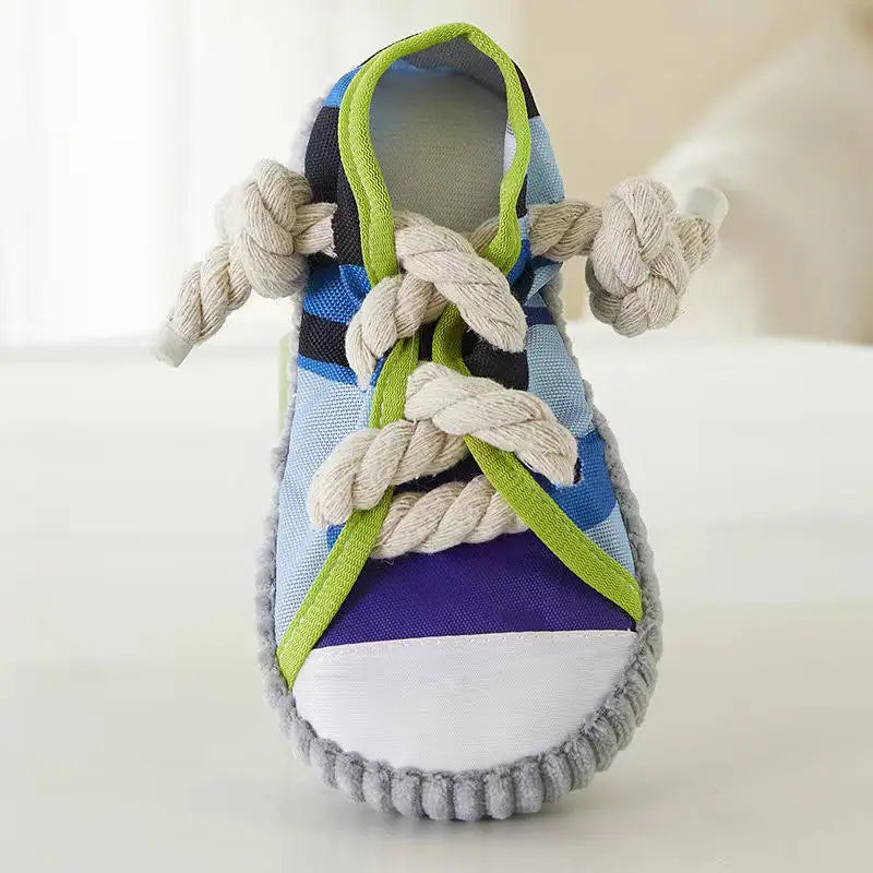 Dog Toys Shoes Pet Cotton Rope Slippers Sound Making Toys Teeth Cleaning Built-in BB Airbag Round Ball Bell Various