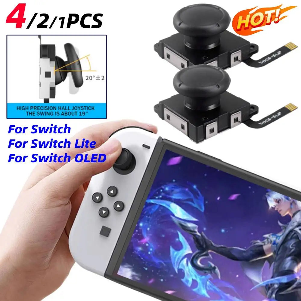 Hall Effect Joystick Hall Sensing Joysticks for Switch/Lite/OLED Joycon 3D Analog Thumb Stick No Drifting Electromagnetic Sticks