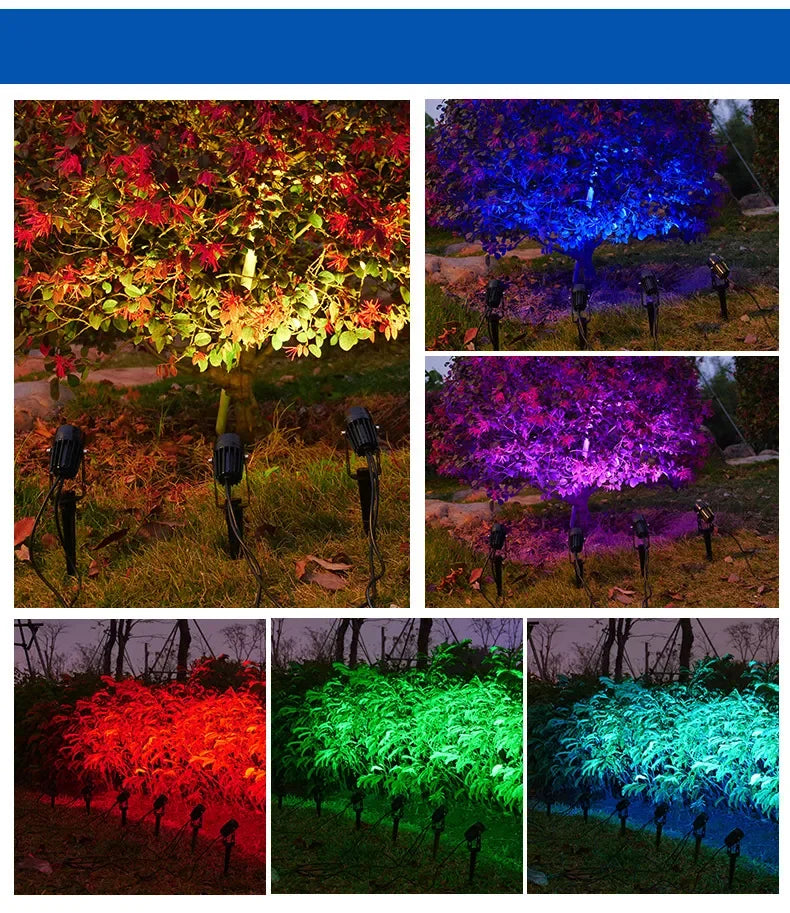 LED Garden Lawn Lamp 5W 10W 15W Outdoor Waterprof IP65 220V110V12V24V Landscape Spike Bulb Garden Path COB Lawn Spotlights