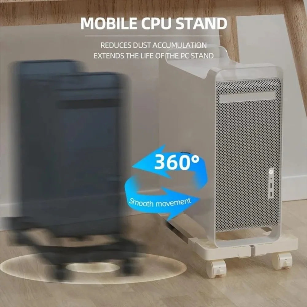 Desktop Stand Adjustable Mobile CPU Stand Scalable Stable CPU Stand with Universal Wheels Computer Mainframe Rack Office