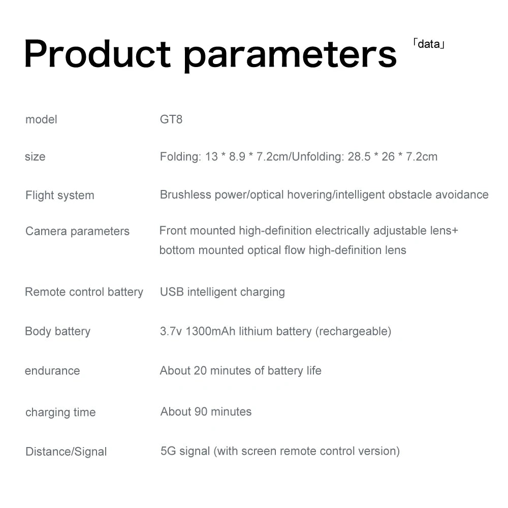 NEW GT8 Drone Obstacle Avoidance Belt 4.3-inch Screen Brushless 2.4G Optical Flow 8K HD Dual Camera Foldable Quadcopter Aircraft