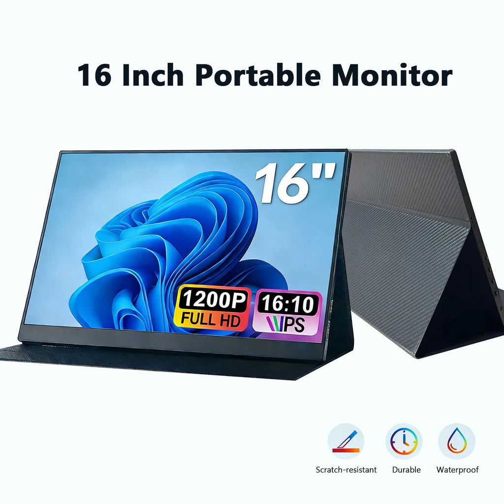 Portable Monitor 16 Inches Portable Display External Screen 1.2K 60HZ / 1920*1200  Gaming Monitor For Switch NS2 PS5 XBOX PC