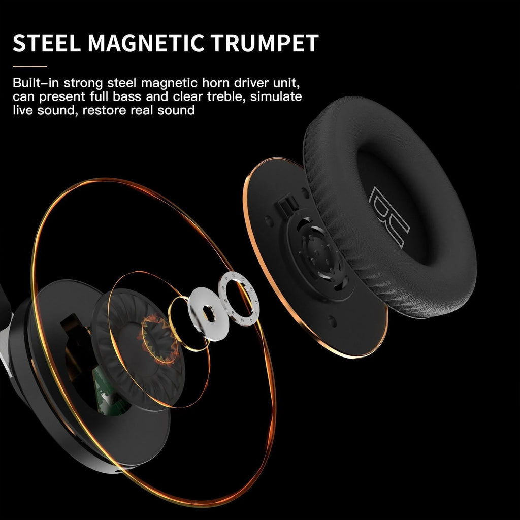 Wireless Gaming Headset with Microphone HiFi Sound Immersive Audio for PC Music Enjoyment Portable Bluetooth Earphones