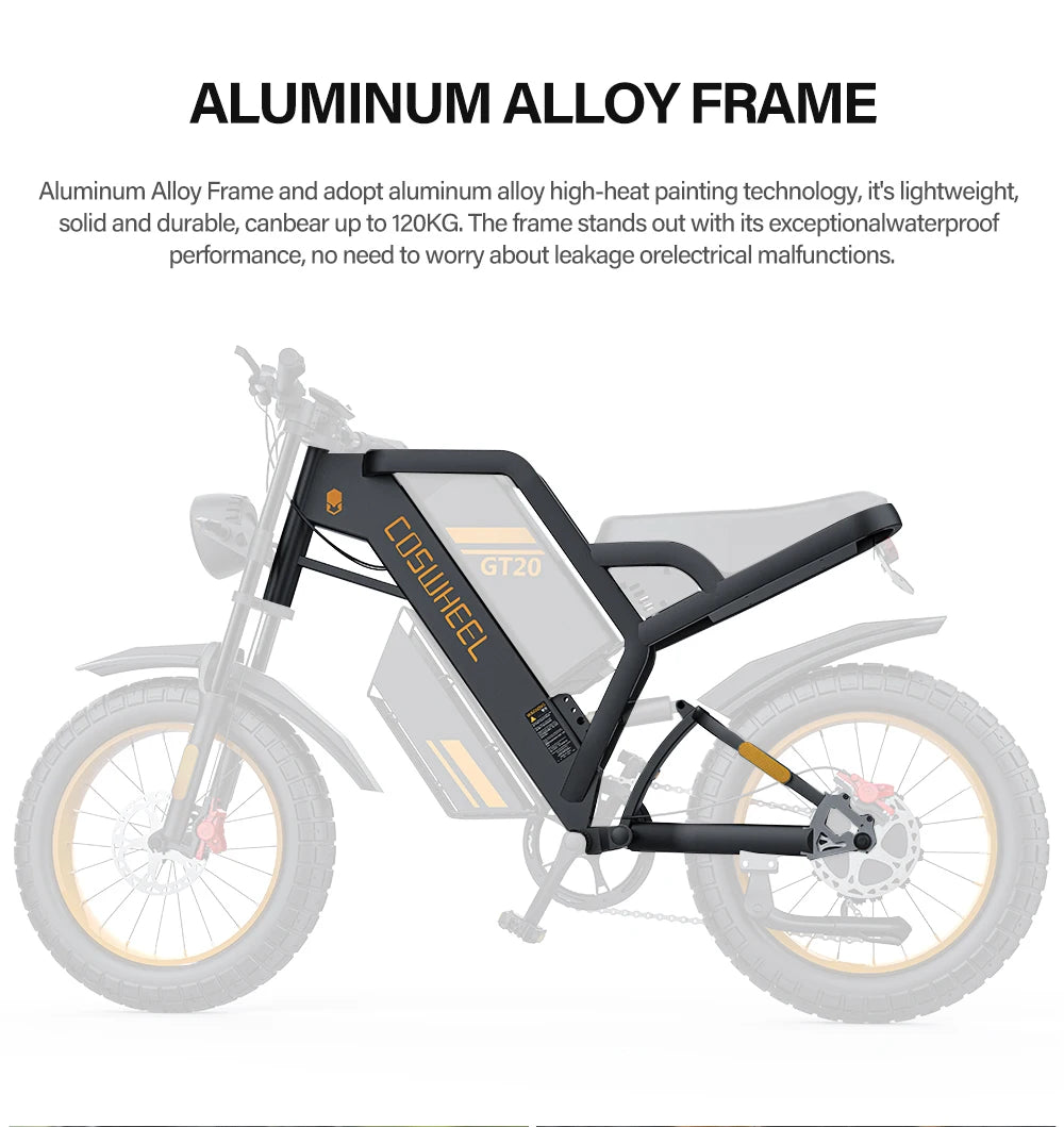 Coswheel Electric bike for Adult 2000W 60V Off-Road Motorcycle Mountain Bikes 20Inch Electric bike Fatbike Motorcycles ebike