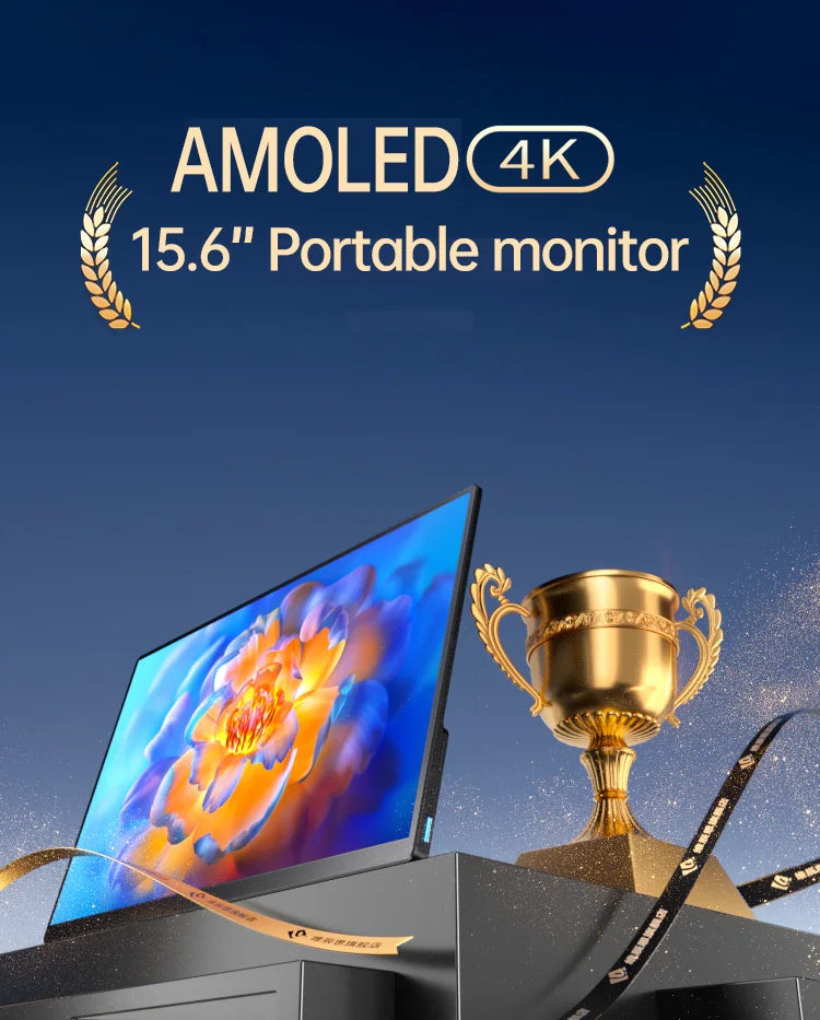 15.6inch 4K OLED Touch Screen Portable Monitor 500Nit USB-C HDMI-Compatible External 16:10 Gaming Display for Xbox Switch Laptop