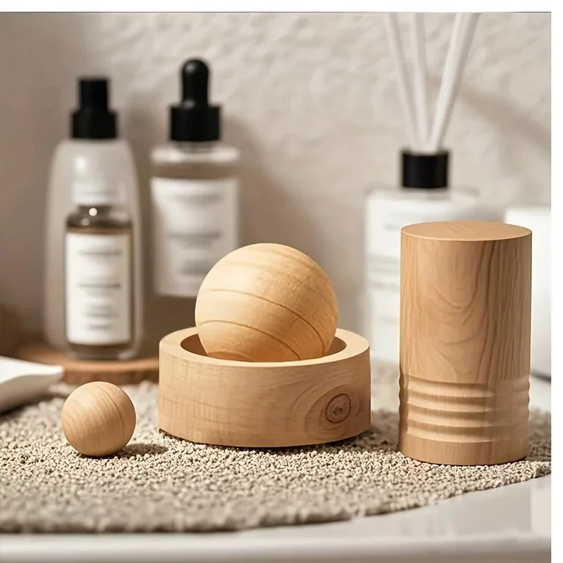 Car & Home Essential Oil Diffuser - Made of Wood Mini Cute Natural Fragrance Diffuser Suitable for Bedroom Living Room Bathroom