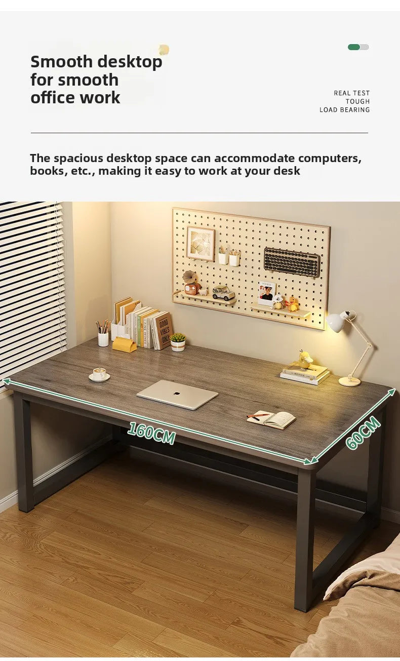 80/100/120/140/160cm Office Desk 15mm Wood Desktop Computer Table with Steel Frame Study Writing Desk for Home Office Workspace