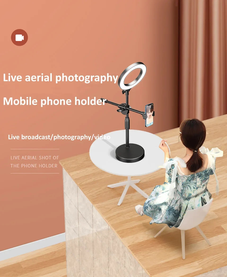 Ring Lamp Desktop Stand Lighting Professional Live Broadcast Fill Light For Nail Art With Tripod LED Ring Light Phone Holder