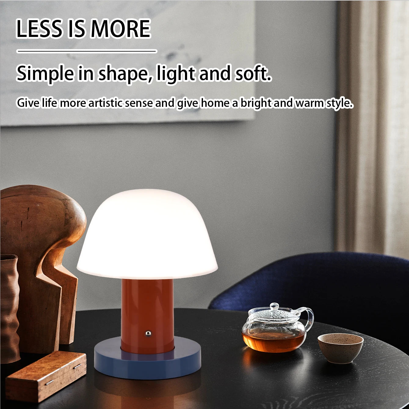 Mushroom table lamp bedroom bedside ambient light LED touch switch USB charging restaurant coffee room decorative light