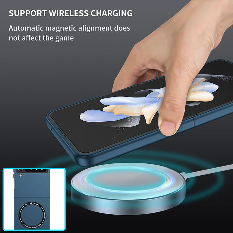 Magnetic Wireless Charging Case for Galaxy Z Flip5 4 3 Magsafe Case Anti Fingerprint Shockproof Cover Case Flip6