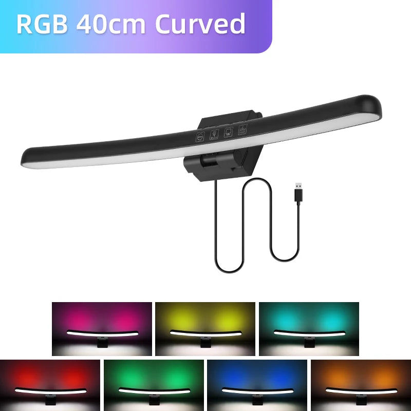Dimmable Monitor Light Bar Curved with RGB Backlight Monitor Lamp 3 Color Monitor Lights For Laptop Screen Gaming Lighting