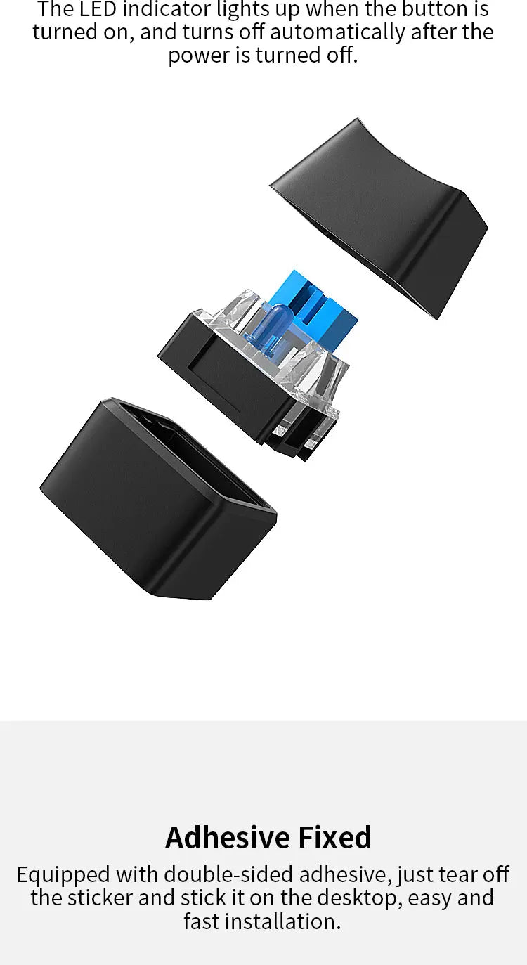 Computer Desktop Shortcut Switch Colorful LED PC Motherboard External Start Power On/Off Button Extension Cable For Home Office