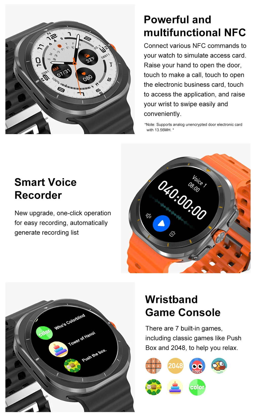 Smart Watch 7Ultra for Men ChatGPT Compass NFC 360*360 AMOLED Screen Heart Rate Monitor Bluetooth Call IP68 Waterproof Smartwat