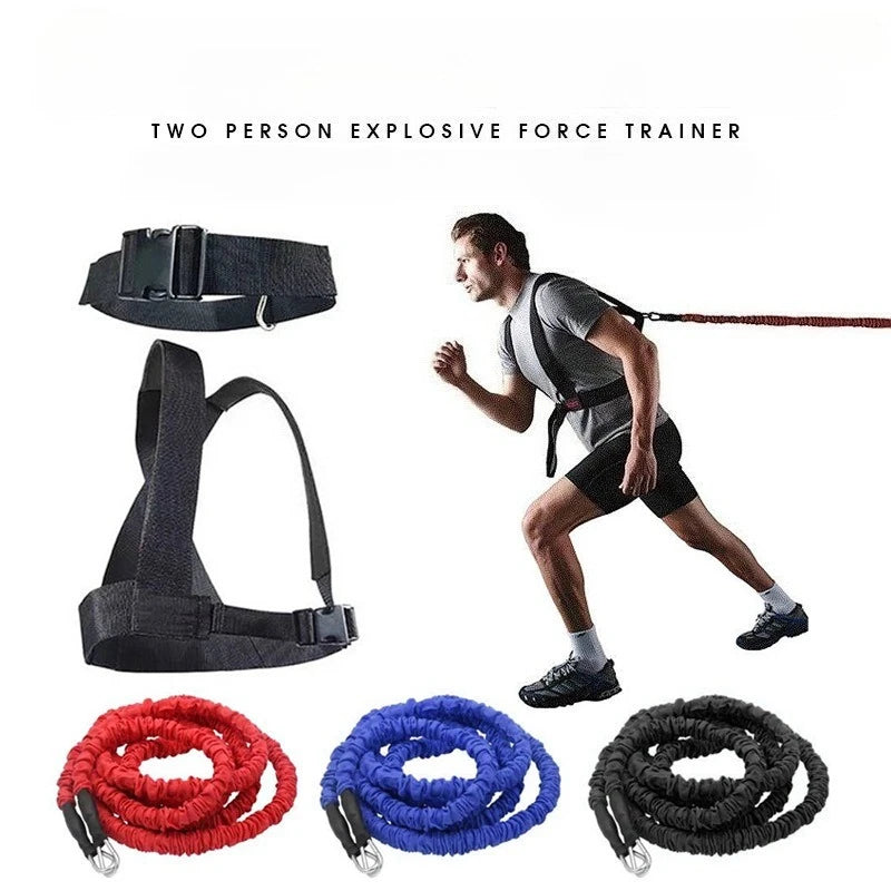 Double Resistance Training Rope Elastic Band for Track and Field Running, Explosive Power, Jumping & Physical Fitness Training