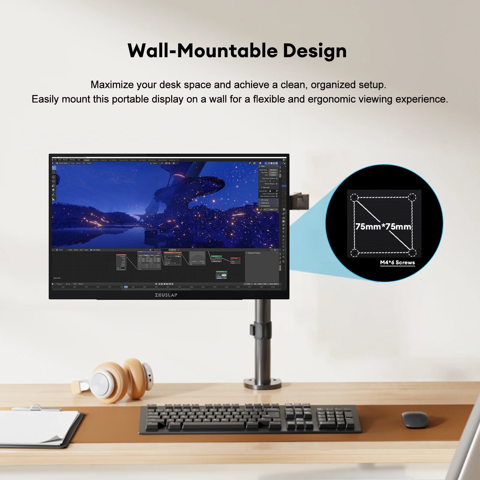 ZEUSLAP 13.3inch OLED Anti-glare Touch Portable Monitor for DeX Phone, Switch, PS5, Laptop PC Second Display with Kickstand