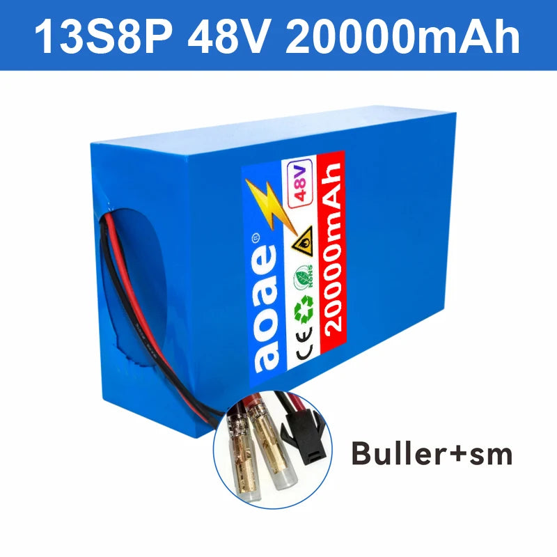 48V Battery Electric Scooter 13S8P 20Ah 18650 Grade-A Cells Battery Pack 2000W Built-in 50A BMS Long Range Safe & Durable