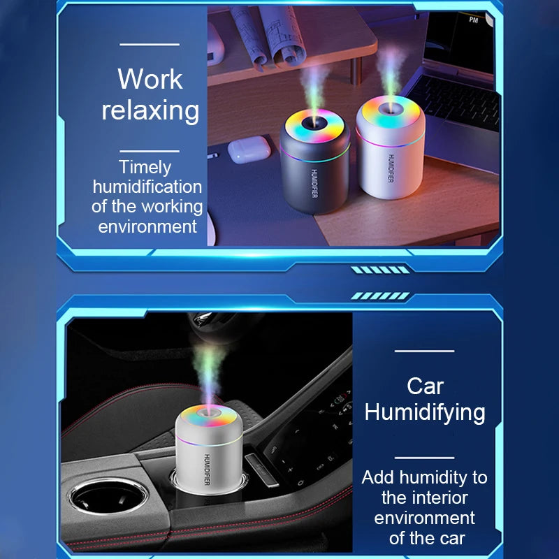 180ML Mini Air Humidifier USB Aroma Diffuser Essential Oil Purifier Mist Maker Colorful Lights humidificador For Home Car Office